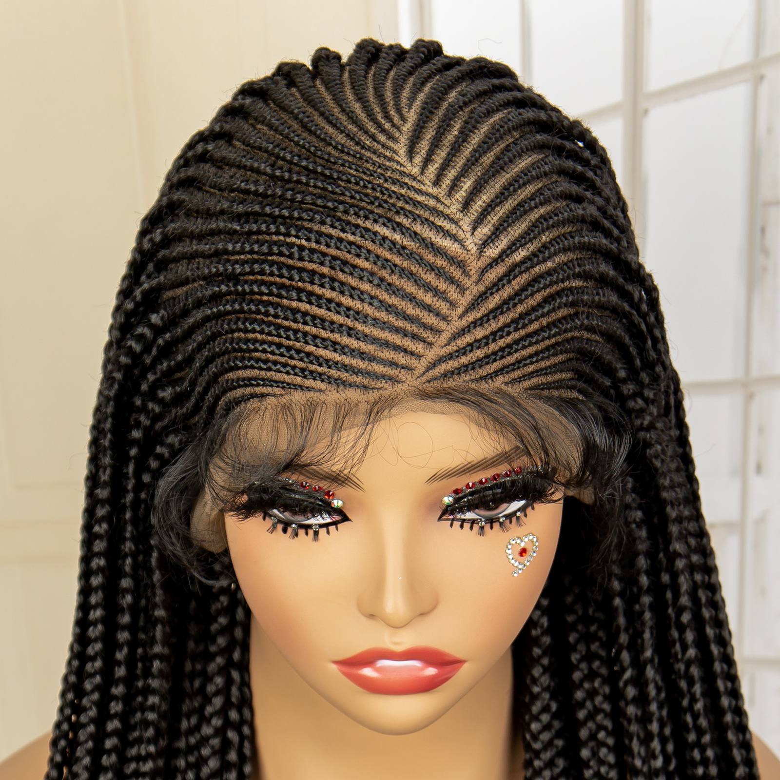 36 Inches Full Cornrow Braided Wigs Synthetic Knotless Box Braids With Baby Hair For Black Women Lace Frontal Wig