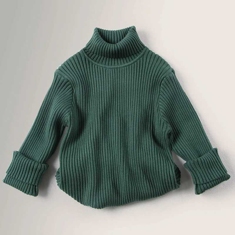 Autumn Baby Boys Girls sweaters Turtleneck Solid New Baby Kids sweaters warm long sleeved Turtleneck winter sweaters Knitwear W241205