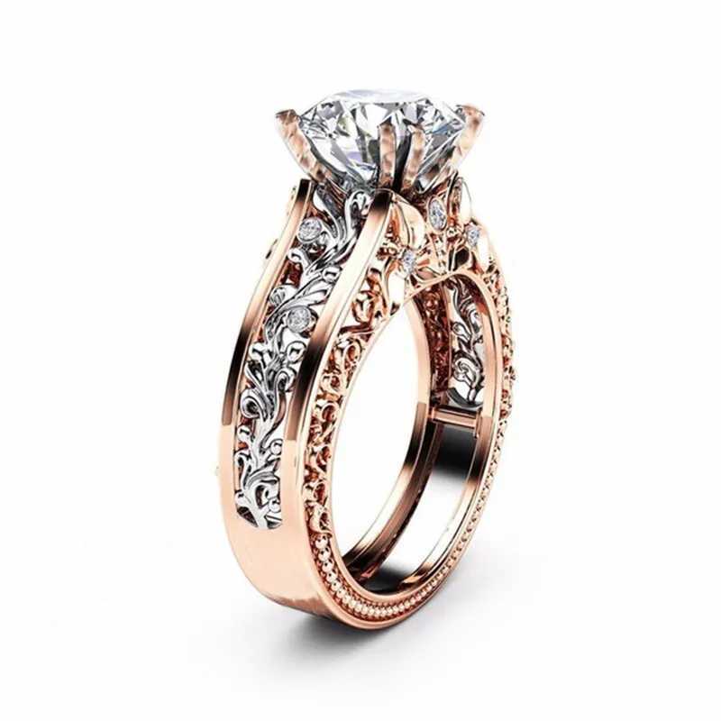 New elegant and romantic womens crystal zircon ring popular mens stainless steel couple jewelry gift W241205