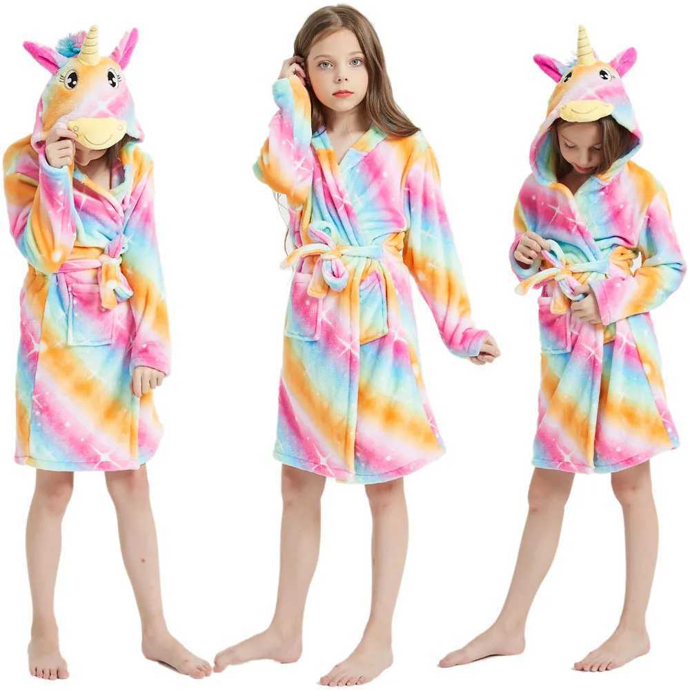 Pajamas Soft Children Flannel Pajamas Autumn and Winter Pajamas for Girl Warm Kids Bathrobe Boy Sleepwear Kids Clothing Homewear 3-14Y H241205