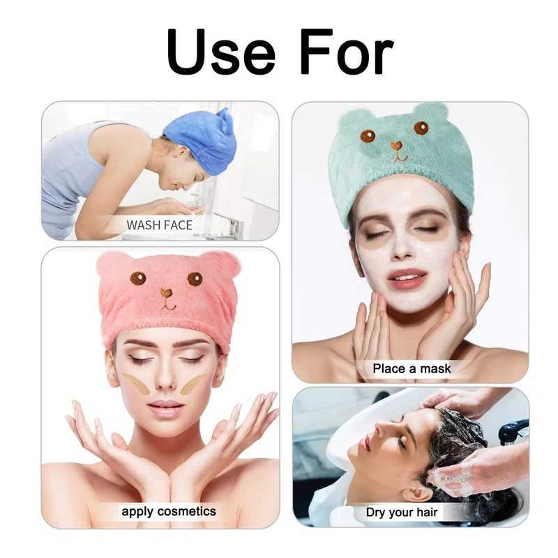 Dry Hair C For Women Quick-drying Absoent Thick Microfiber Head Towel Korean Cute Bear Embroidered Shower C TowelXJ241205