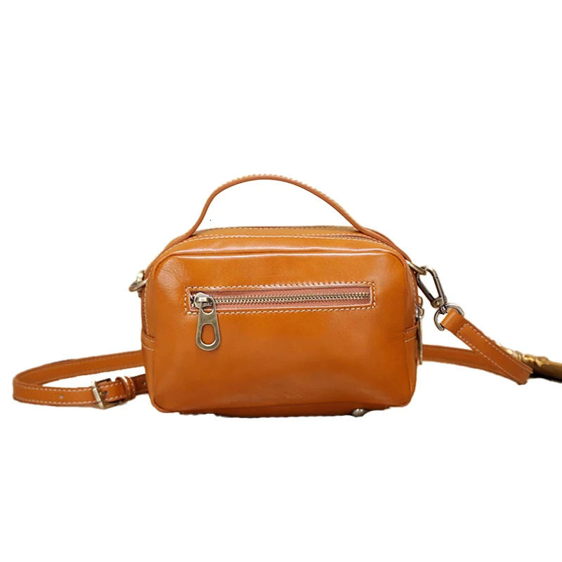 2 Zipper BagsVegetable Tanning Leather Bag Real Cow SkinWomen Genuine Shoulder Messenger Cross body BagD376 241204