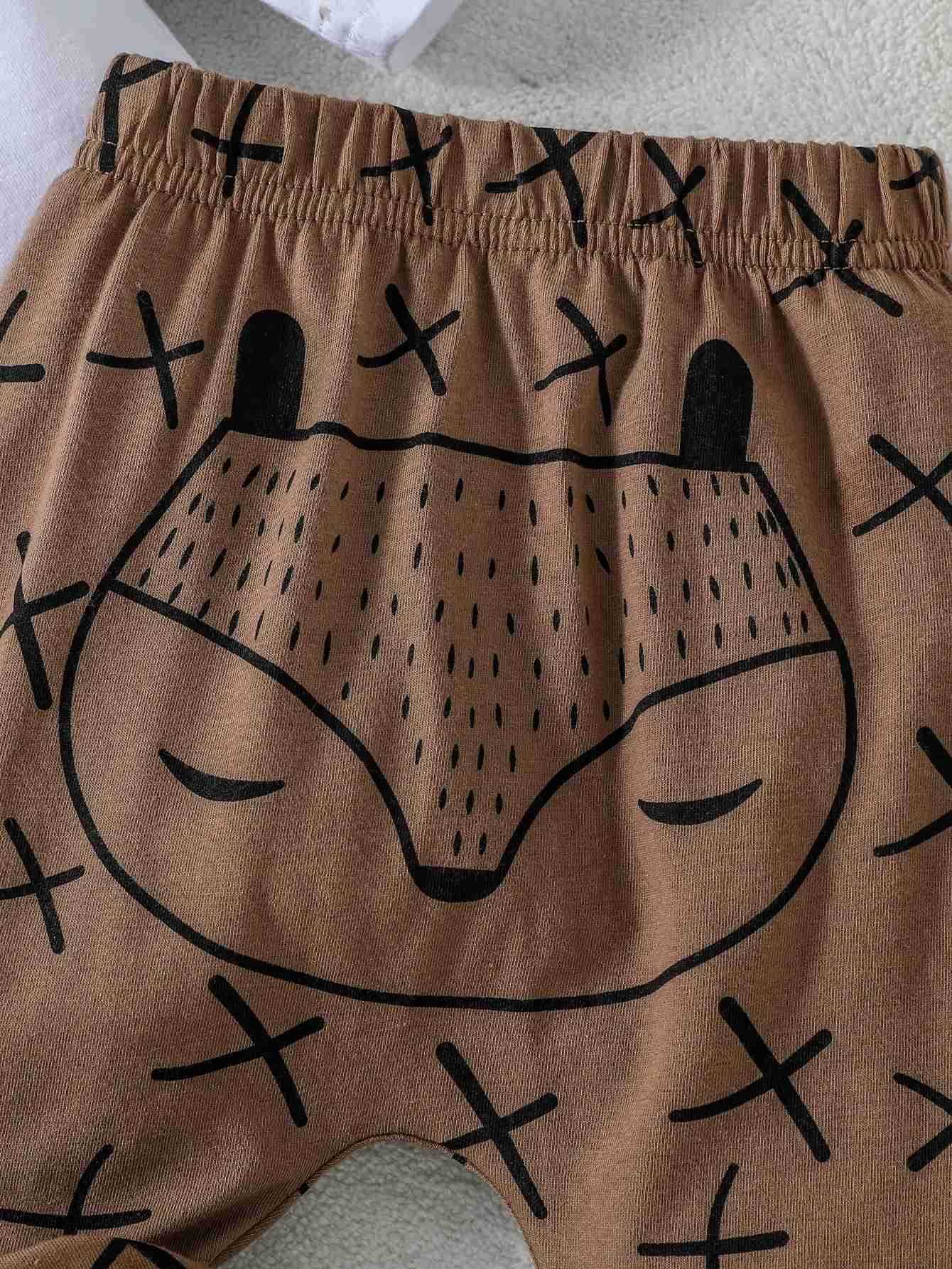 2024 Autumn Baby Boy Cotton Soft 0-18M Fox Print Long Sleeve Top Romper +Trousers 2 Pcs Cute Casual SetXJ241205