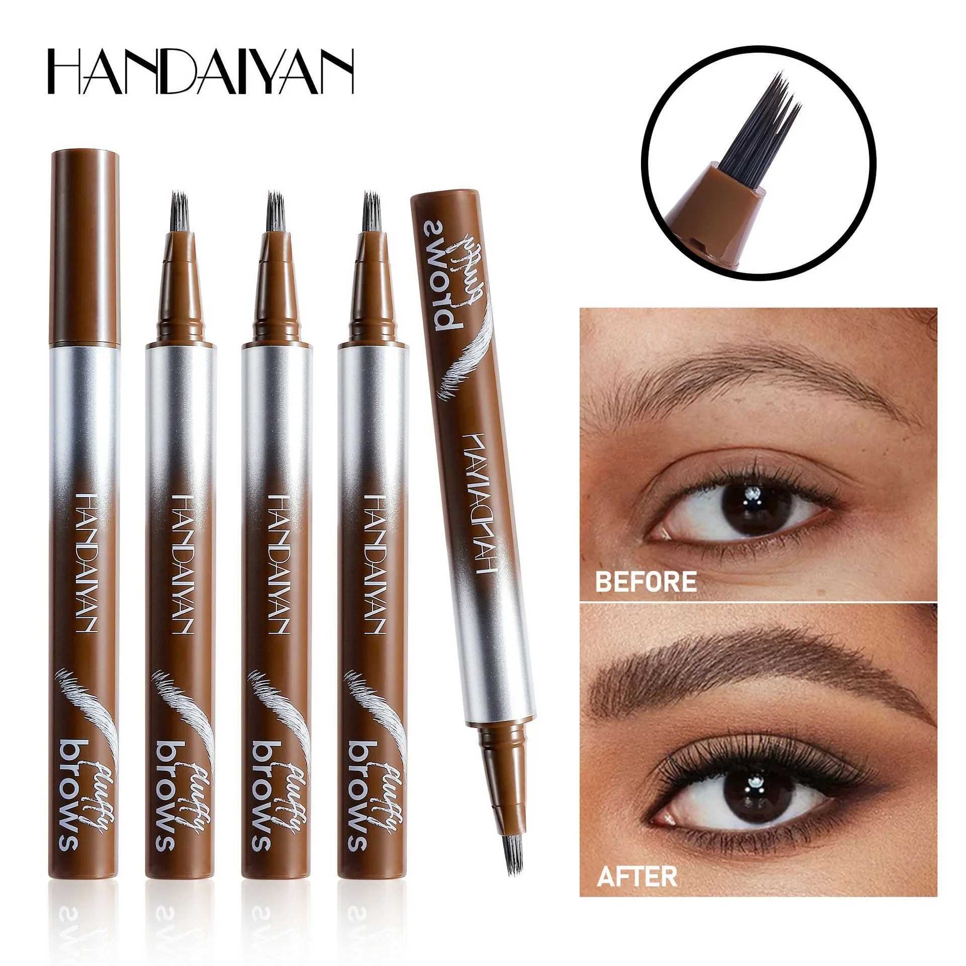 Wild Eyebrow Liquid Pencil Corner Square Brush Black Brown Beads Eyebrow Coloring Pen Fast Drying Durable Waterproof Eyebrow Dye W241205