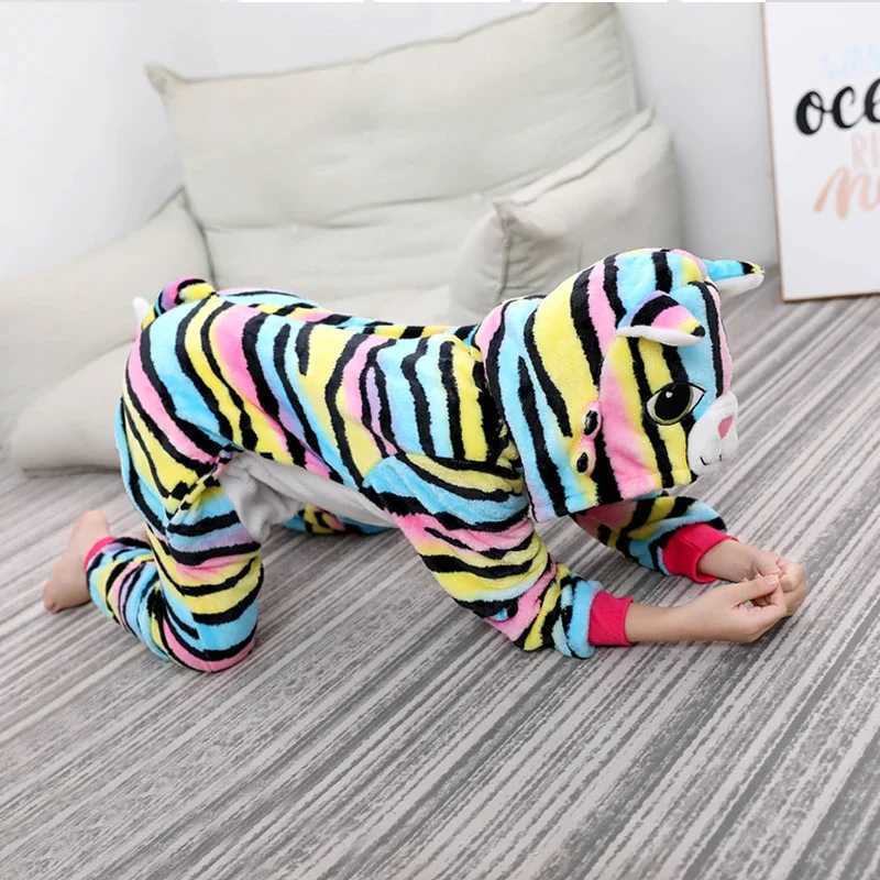 Pajamas Kigurumi Childrens Pajamas For Boys Girls Pajamas Flannel Kids Pijamas Suit Animal Sleepwear Winter Cat Onesies H241205