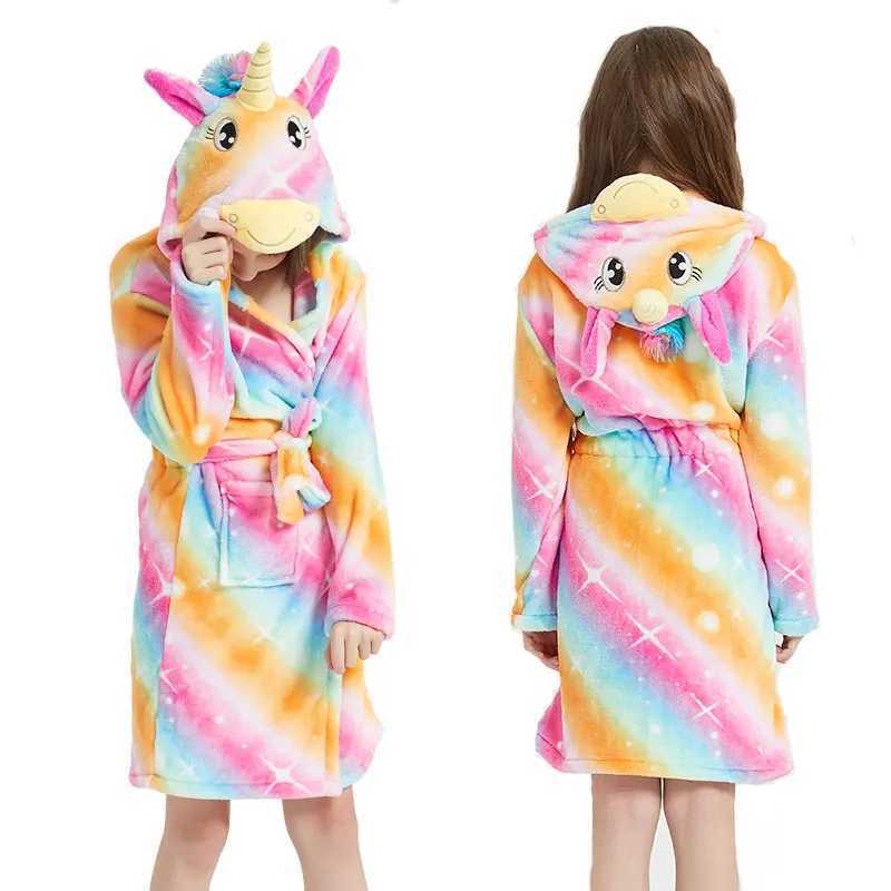 Pajamas Children Bathrobe For Girls Kigurum Pyjamas Kids Colar Fleece Boys Bathrobes Nightgown Baby Sleepwear Hooded Bath Robe H241205