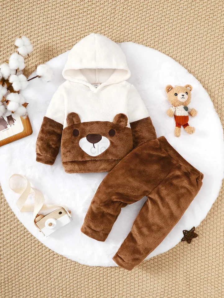 Winter newborn infant baby girls sweater baby set Long-sleeved hooded soft fashion cute baby clothingXJ241205