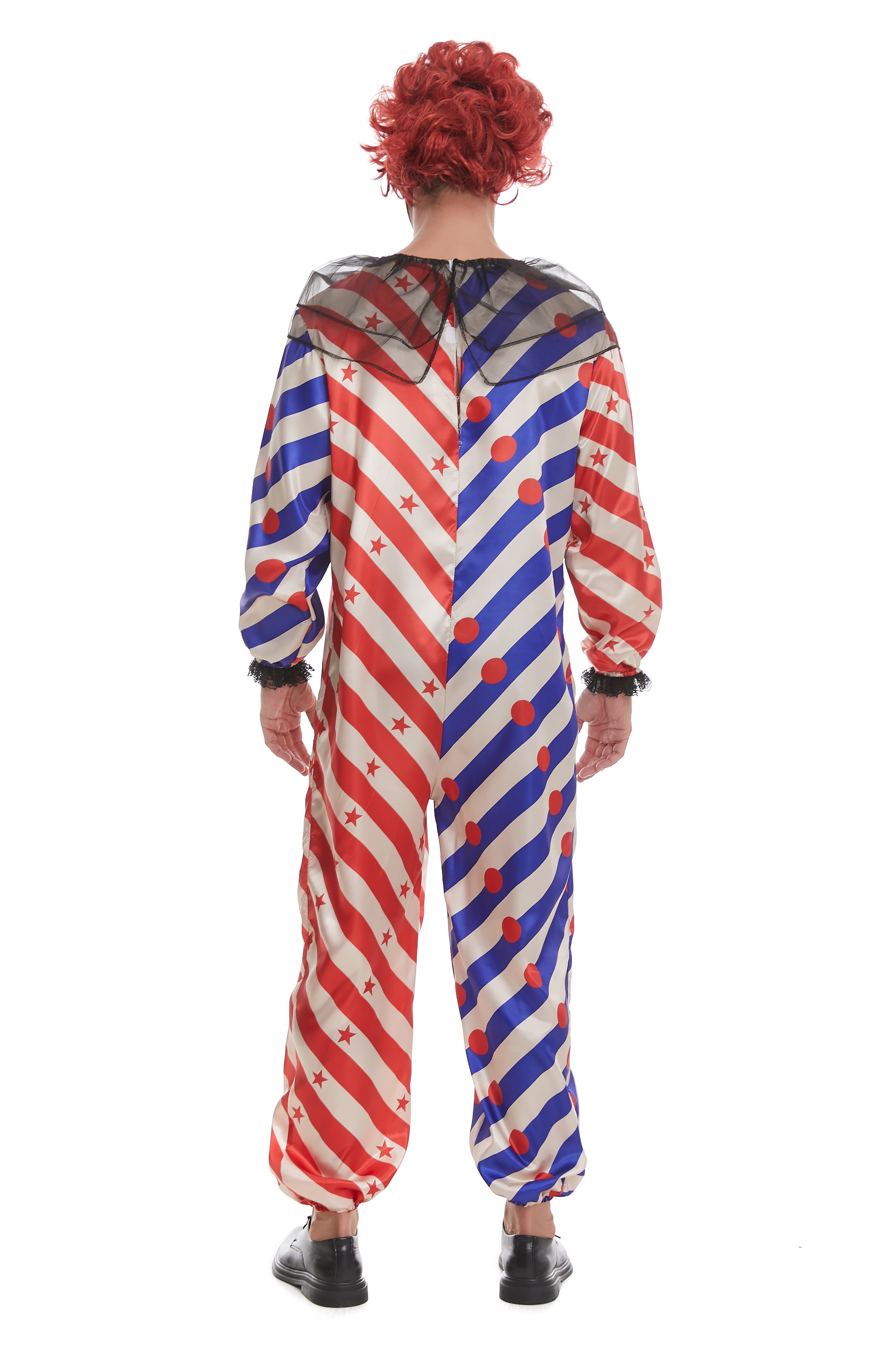 Cy252 Complete Clown Costume Two-Piece Outfit with Mask and Hair Accessory