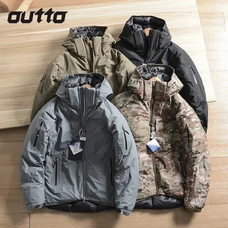 Outdoor climbing jacket for men waterproof windproof warm loose hooded thick cotton jacket hiking camping hunting jacket 241202