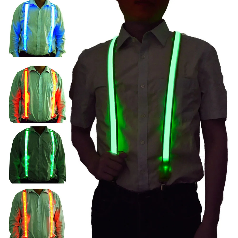 Suspenders with Bow Tie LED Lights Woman Hangers for Men Pants Motorcycle Belt SD01 241122