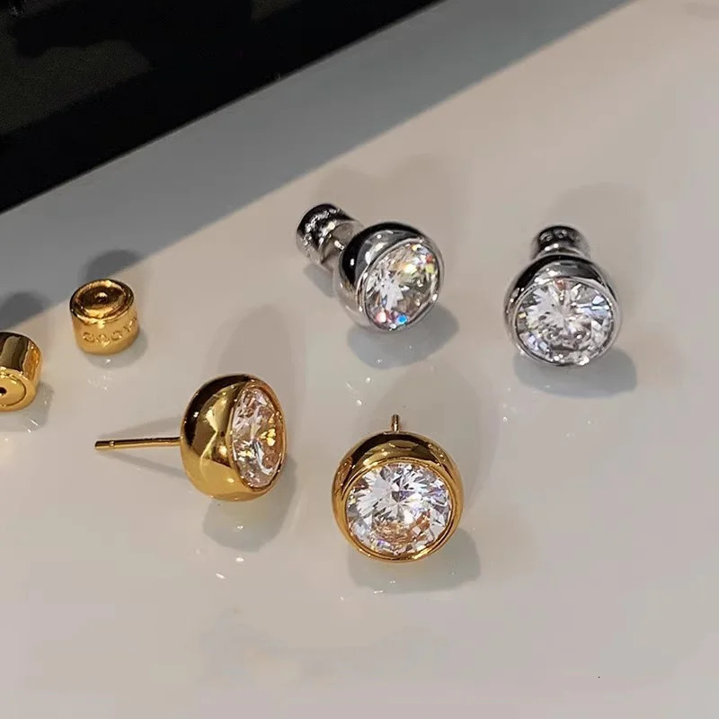 Fashionable retro round 5A zircon earrings suitable for women with ear holes top-level exquisite OL communication gift trend 241205