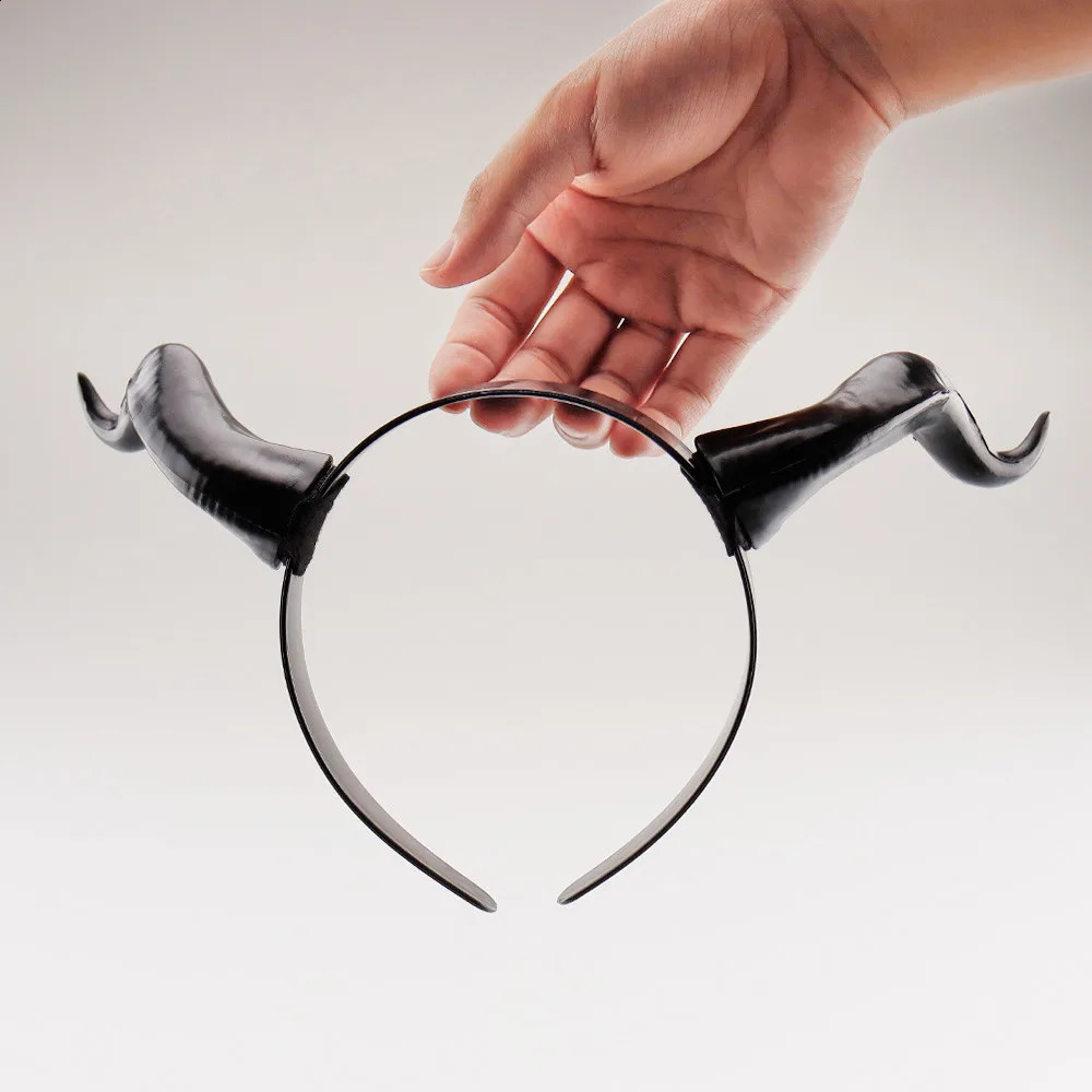 Girls Black Demon Horn Headpiece Cosplay Headband Queen Women Gothic Detachable Halloween Carnival Party Costume Props 241122