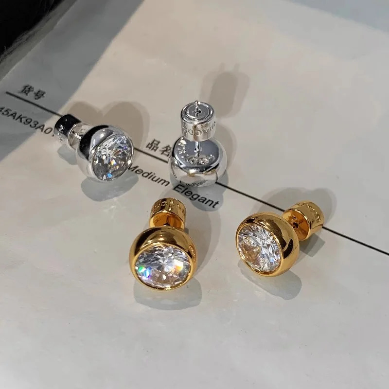 Fashionable retro round 5A zircon earrings suitable for women with ear holes top-level exquisite OL communication gift trend 241205