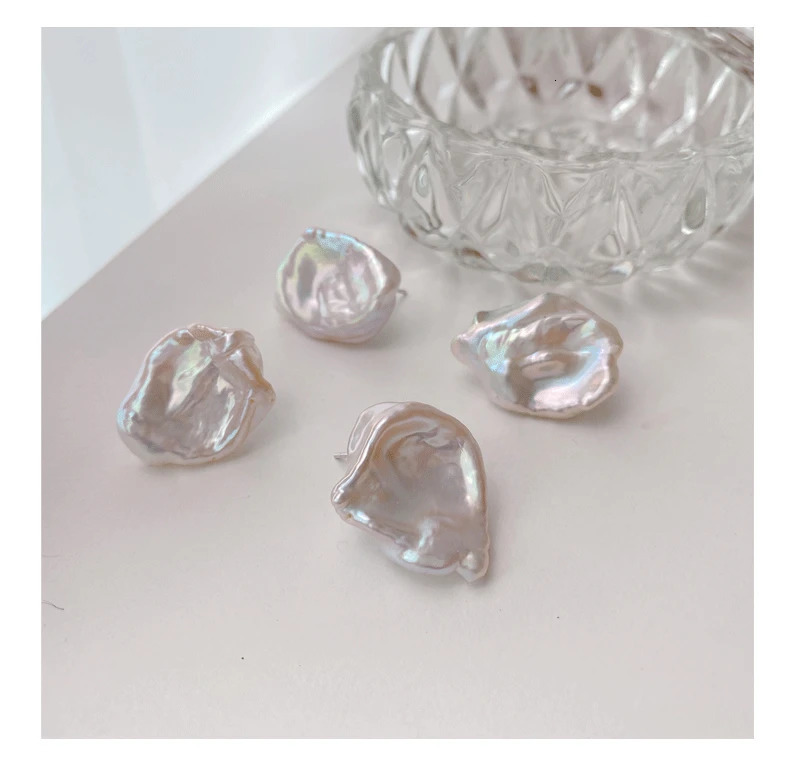 BaroqueOnly A Natural Baroque Pearl Earrings 925 Pure Silver Anti Allergy Earrings Jewelry 13-19mm EBB 241205