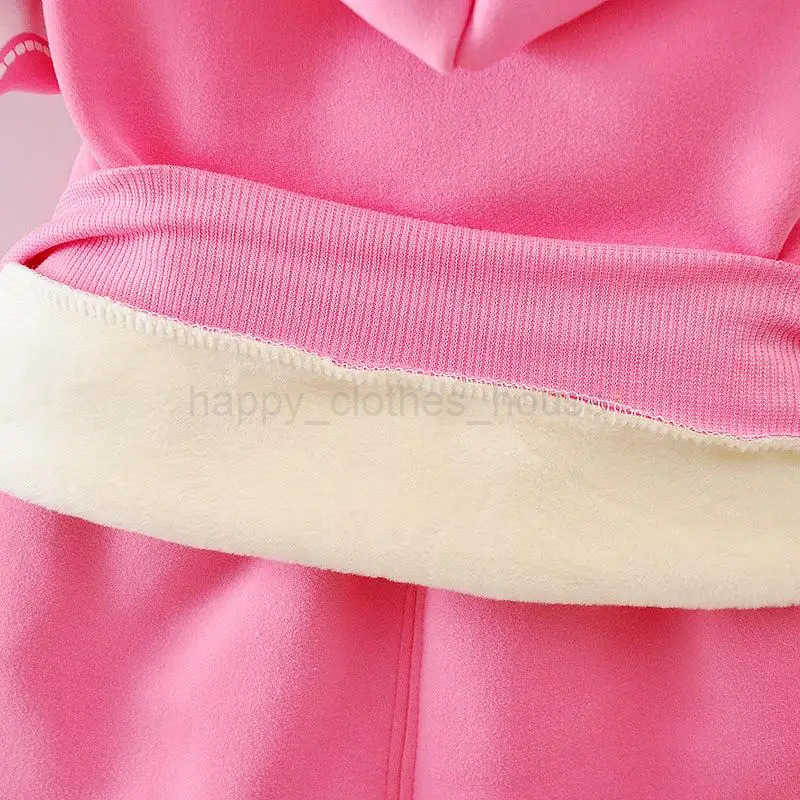 Baby Girls Flower Thickk Woolen Autumn Winter Hoodied Jacket Coat Pants Clothing Set Children Kids Warm Clothes SuitsXJ241205