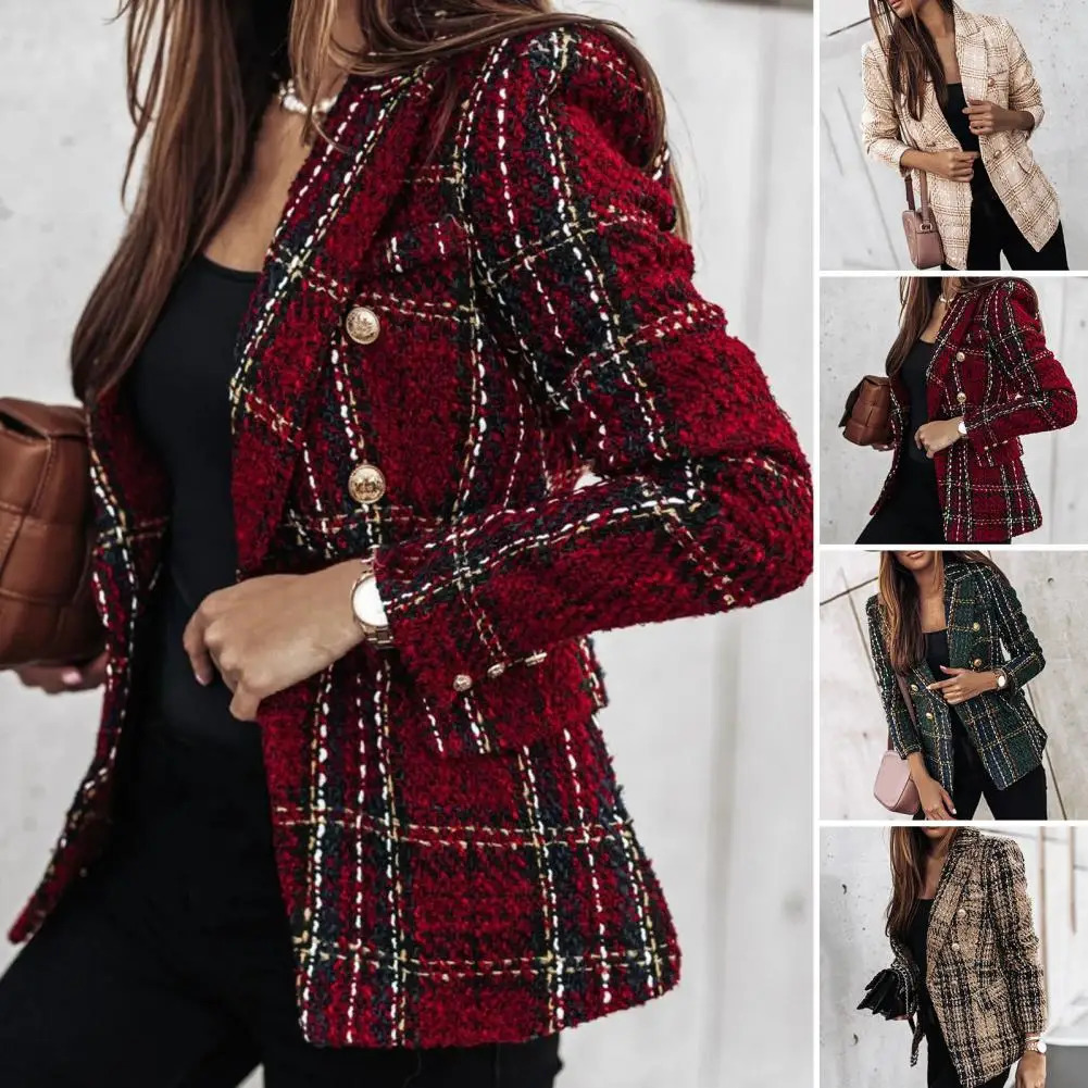 Trendy Women Blazer Slim Fit Lady Lapel Buttons Formal Warm 241204