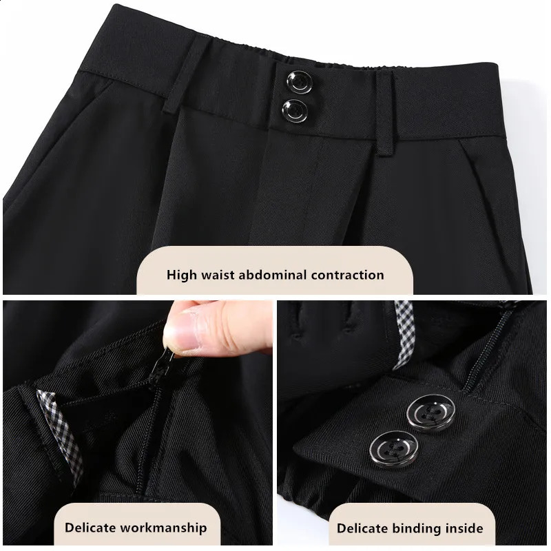 WomenS Style High Waist Draping Loose Casual Straight Leg Floor Length Trousers Class Professional Wide Pants 241205Z