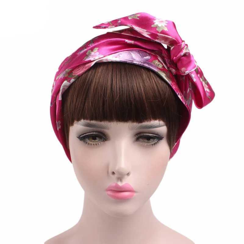 Women Silk Satin C Night Sleep C Hair Bonnet Hat Head Cover Satin Tuan Headscarf Adjustable Ladies Long Hair Care BonnetXJ241205