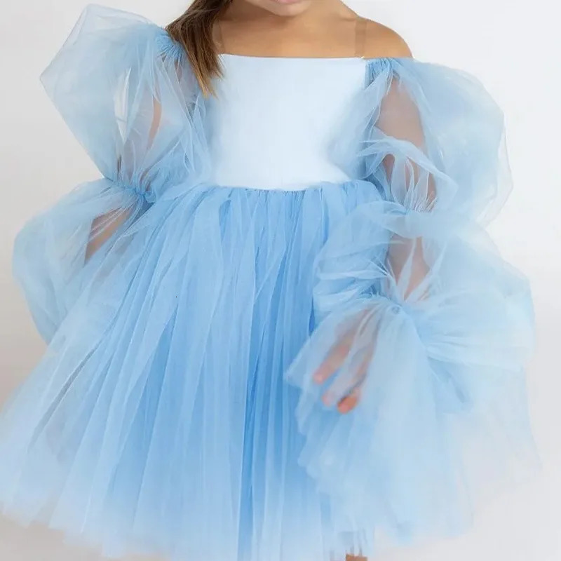 Fashion Baby Girl Princess Tutu Dress Puff Sleeve Infant Toddler Child Tulle Vestido Wedding Party Birthday Baby Clothes 1-14Y 241204