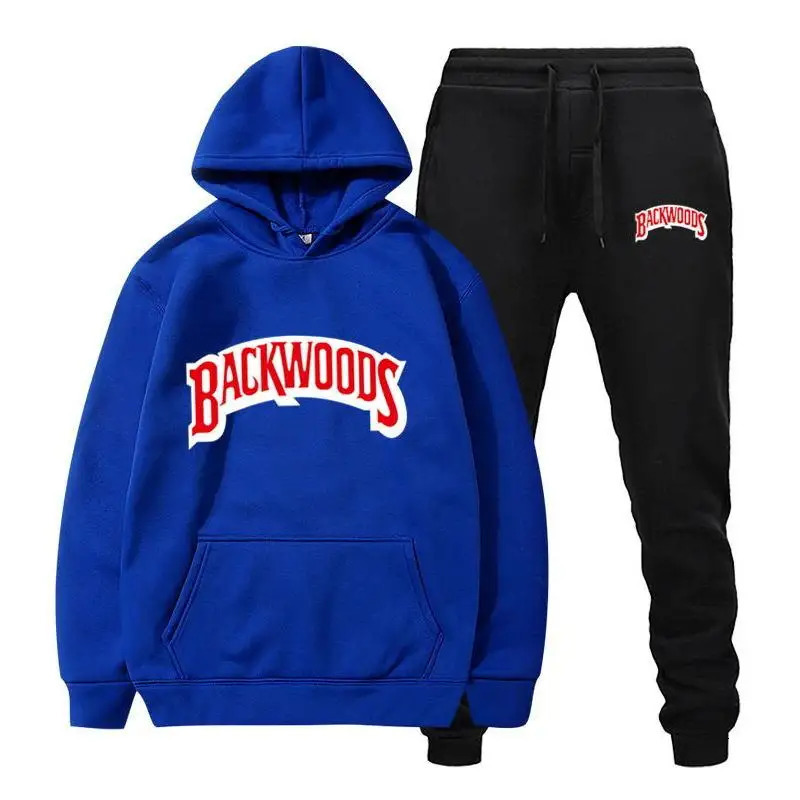 Men Set Fleece Hoodie Pant Thick Warm Tracksuit Sportswear Fashion Backwoods Hooded Track Suits Male Sweatsuit 241204