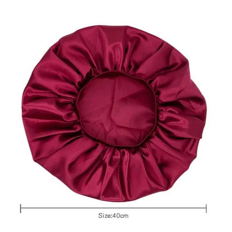 Large Satin Silk Bonnet for Women Hair Wr for Sleeping Sleep C with Elastic Soft Band Hair Care Cs Big BonnetsXJ241205