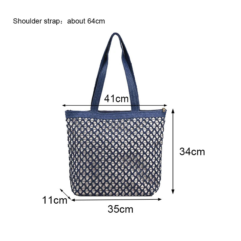 Casual Handbag Straw Woven Hollowed Out large Capacity Tote Bag Women Artistic Summer Niche Personalized Shoulder 241204