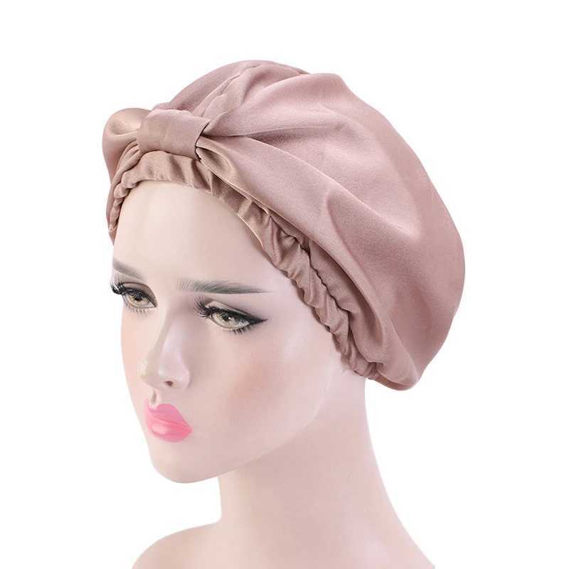Silk Satin Sleep C Women Tuan Elastic Head Scarf Hair Care Night Hat Chemo Cs Sleeping Bonnet Beanie Heaear SolidXJ241205