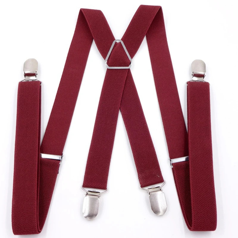 Men Suspenders High Elastic Adjustable 4 Strong 25mm Wide Clips Suspender Heavy Duty X Back Trousers Braces 6 Colors Unisex 241122