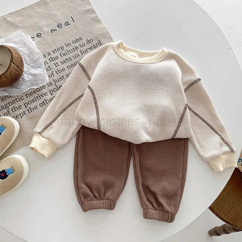 MILANCEL Spring Designer Kids Baby Clothes Casual Boys Suit Cool Infant Blouse And Pants2 PCs Waffle Clothing Set OutfitsXJ241205