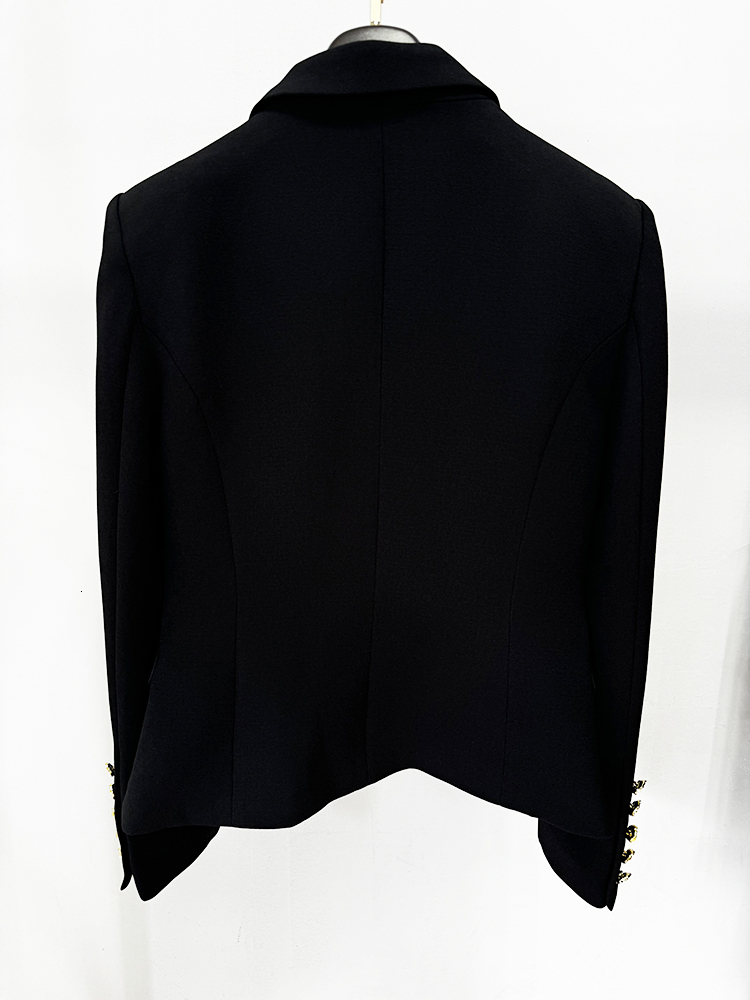 Newest Fashion Designer Jacket Women's Slim Fitting Rose Metal Buttons Color Block Blazer