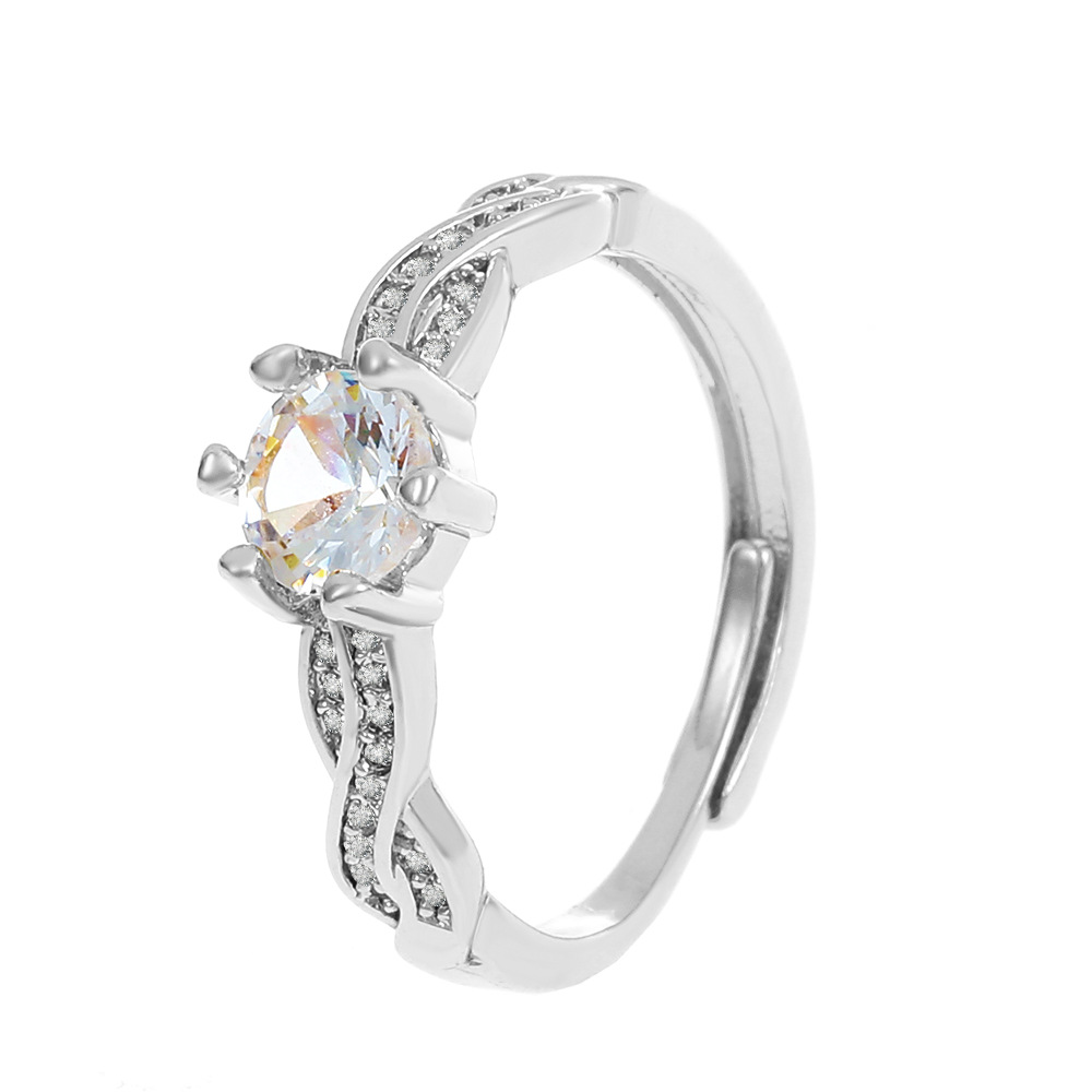 Eight hearts and eight arrows plated PT950 twisted arm full of diamonds open ring female winding ring wedding proposal anniversary gift