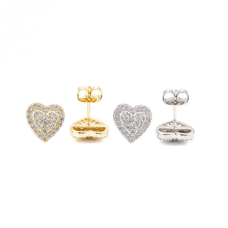 Personalized heart-shaped sier moissanite full set D-color VVS hip-hop male and female earrings