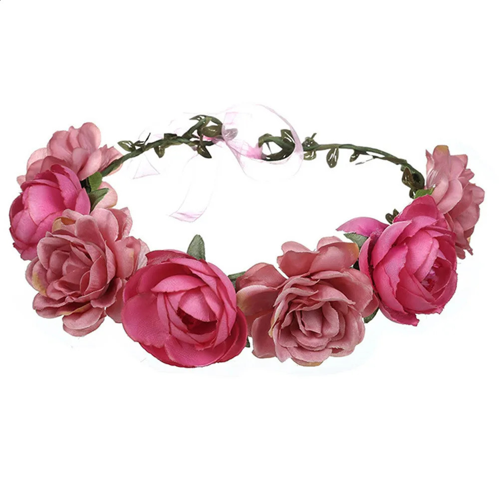 Women Wedding Floral Headband Bohemia Flower Crown Party Bride Garland Princess Wreath Girls Headdress Fashion Hair Accessories 241122