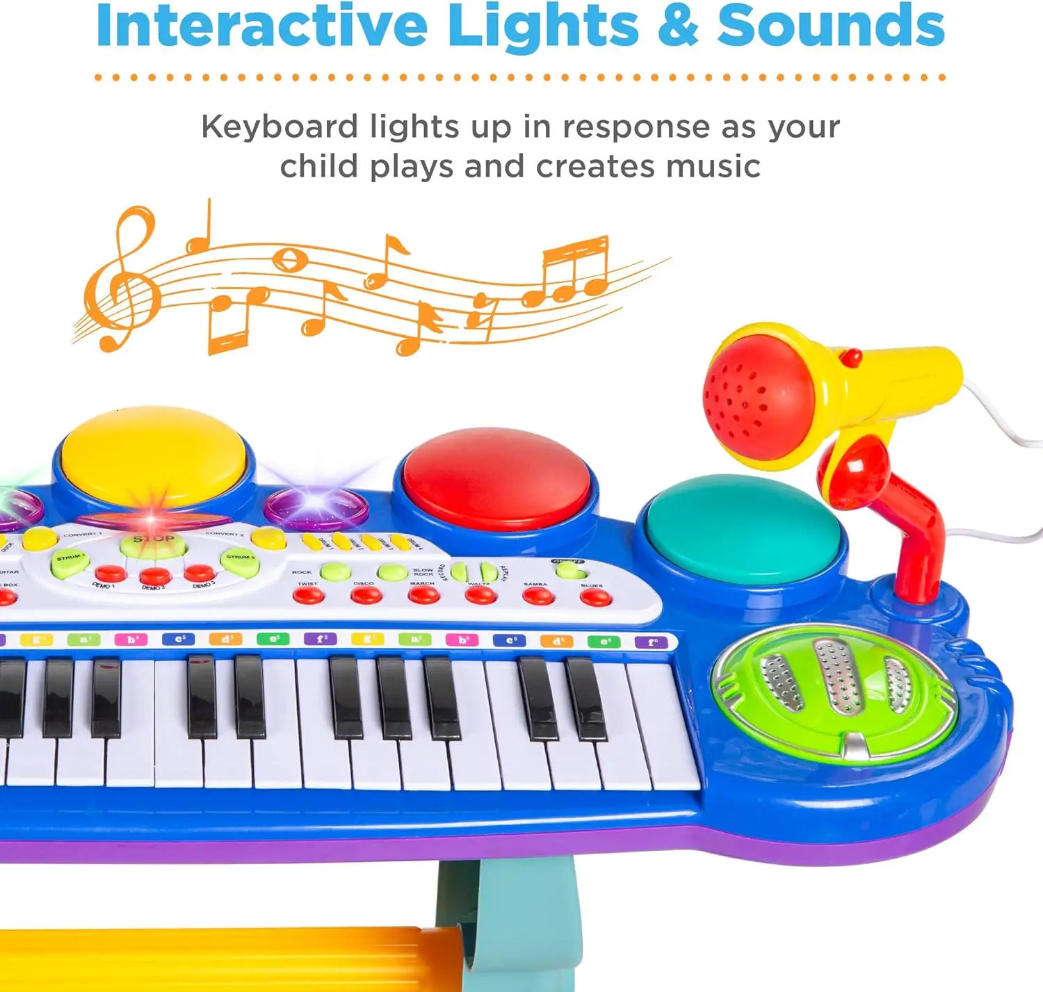 Choice Products 37-Key Kids Electronic Musical Instrument Piano Learning Toy Keyboard w/Multiple Sounds Lights Microphone 241204
