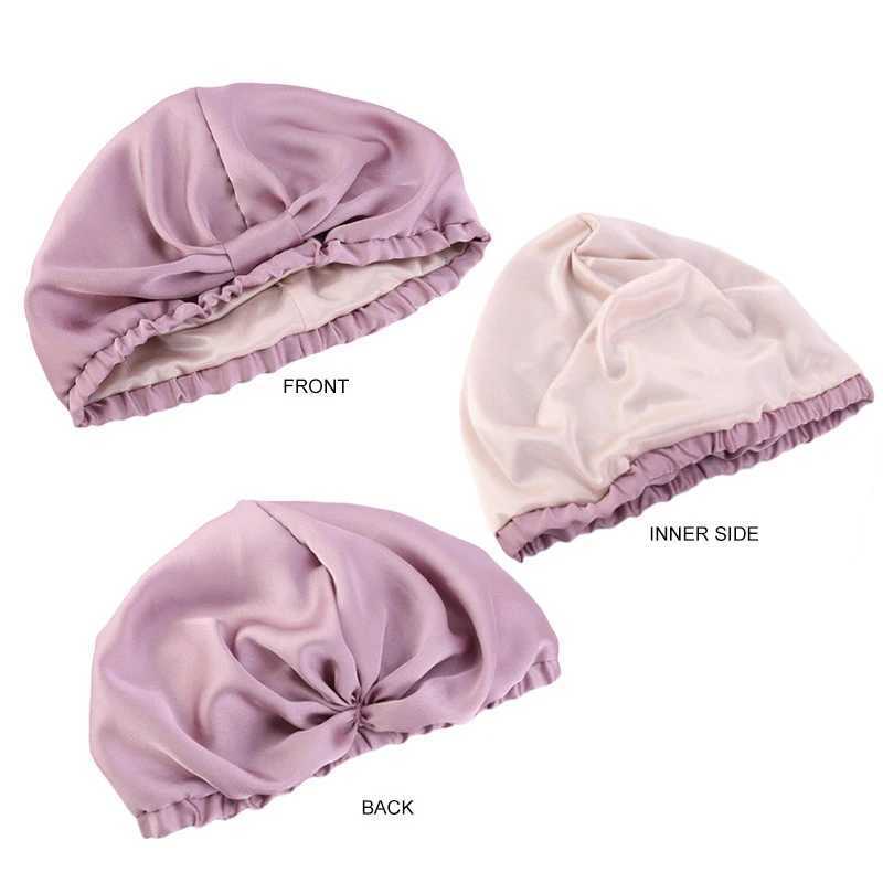 Silk Satin Sleep C Women Tuan Elastic Head Scarf Hair Care Night Hat Chemo Cs Sleeping Bonnet Beanie Heaear SolidXJ241205