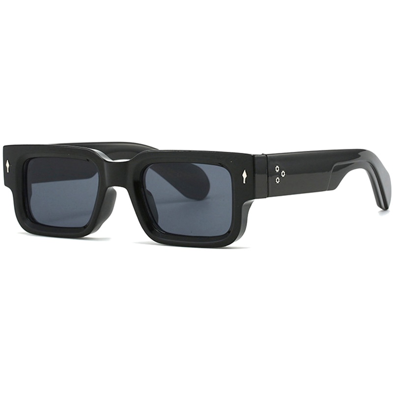 Black Square Sunglasses Men Women Steampunk Oversized Small White Designer Vintage Retro Rectangle Goggles Gothic Thick Y2K Futuristic a Pilot with Co