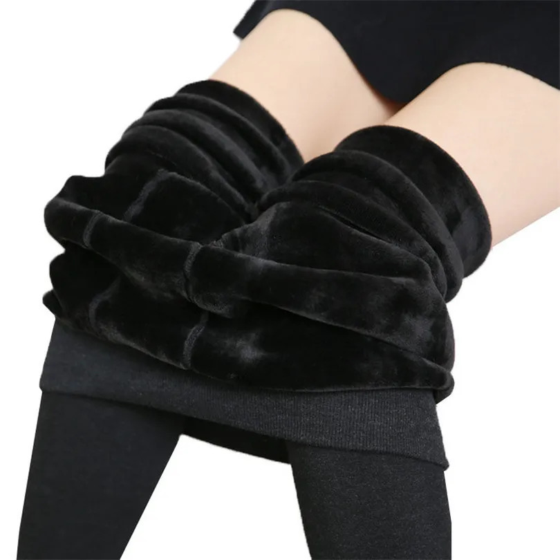 YRRETY Winter Warm Thick Tights Thermal Leggings Women Knitting Velvet High Elastic Thicken Black Lining Pants Skinny Clothes 241204