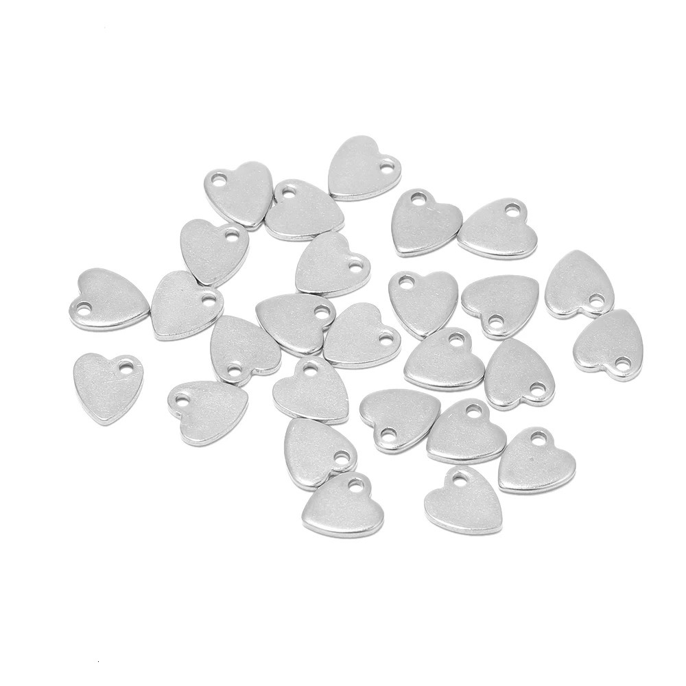 20pcs Stainless Steel Small Flat Heart Pendant Charms for DIY Jewelry Making Necklace Ornaments Bracelet End Tail Charm Supplies 241122
