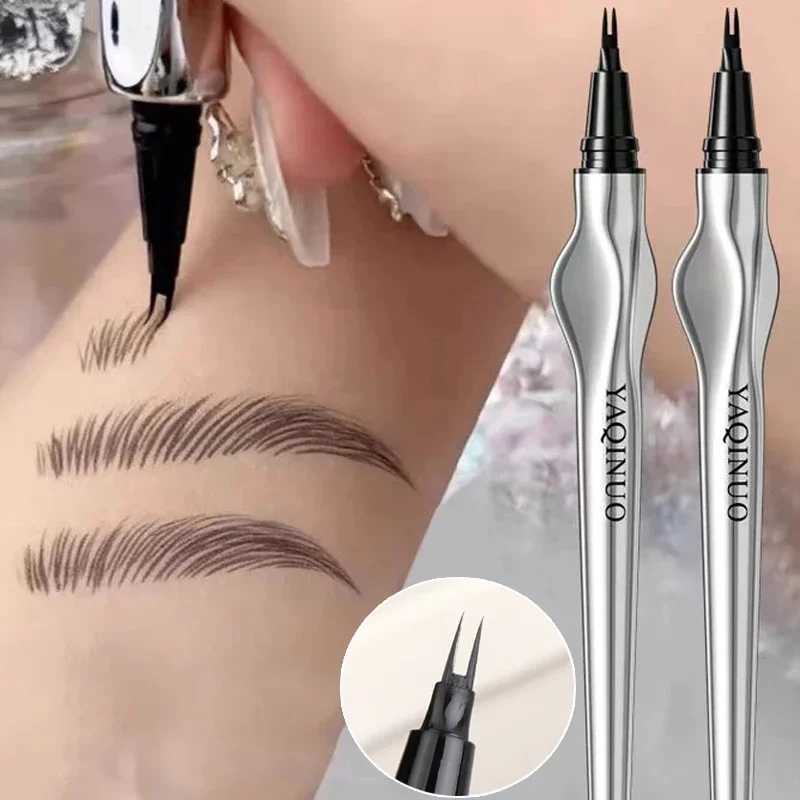 2-point eyebrow pencil durable easy to grip eyebrow tattoo waterproof thin liquid lay silk eyebrow pencil Korean makeup new W241205