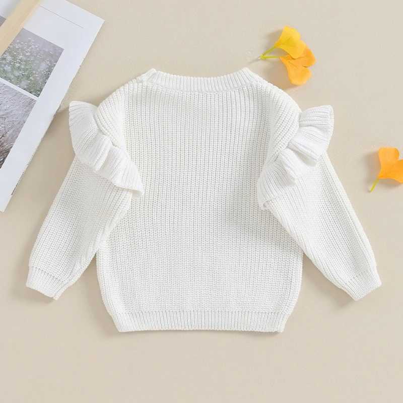 Blotona newborn girl boy knitted pleated long sleeved sweater solid color loose pull flower childrens casual top W241205