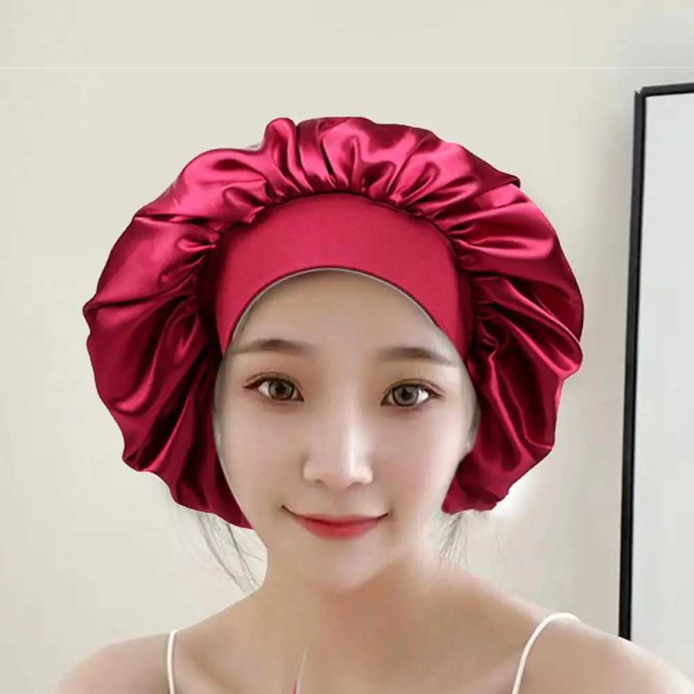 Adjustable Str Shower C Satin Bonnet with Lace-up Bow for Women Waterproof Shower C for Braids Curls High for BeautyXJ241205