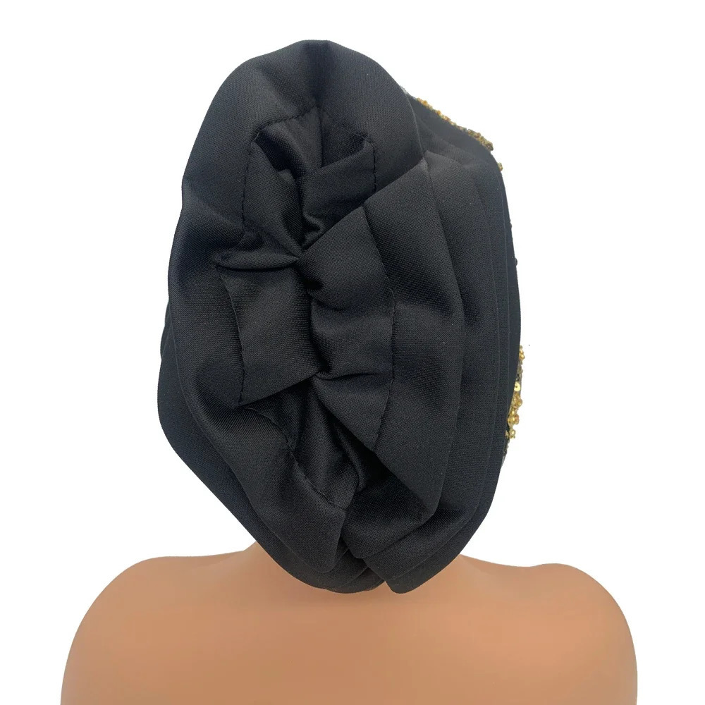 African womens wrapped headband Muslim headscarf womens headscarf embroidered beaded pleated headscarf 241216