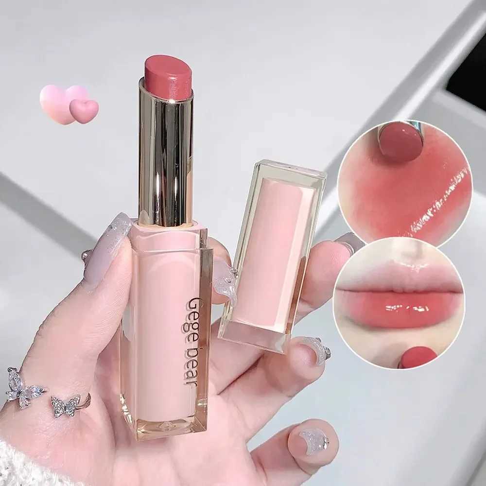 6 Colors Silky Glossy Lipstick Gege Bear Pump Lips Moisture Water Bomb Comfortable Ultra Sheen Non-Stick Cup Lip Balm MakeupXJ241205