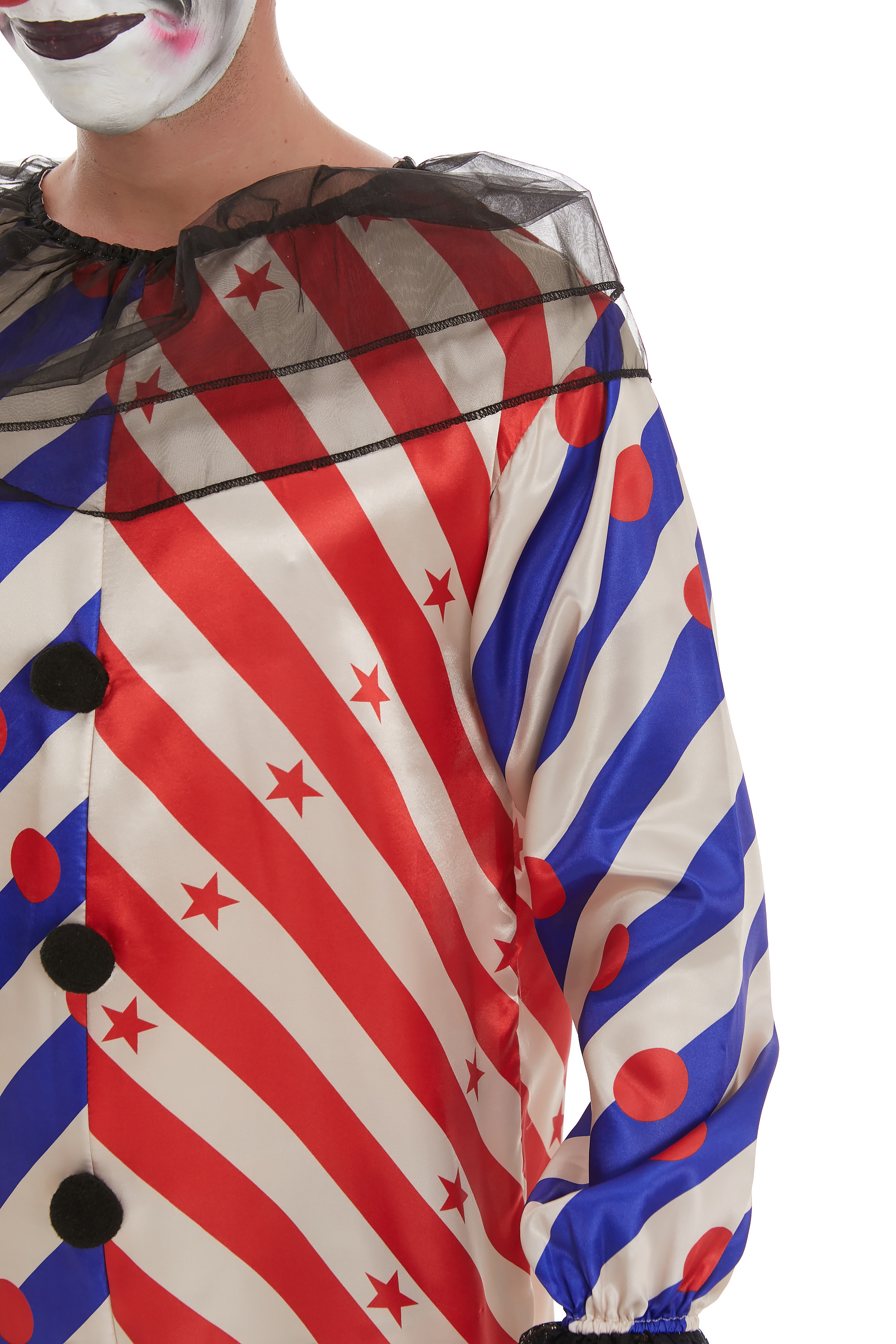 Cy252 Complete Clown Costume Two-Piece Outfit with Mask and Hair Accessory