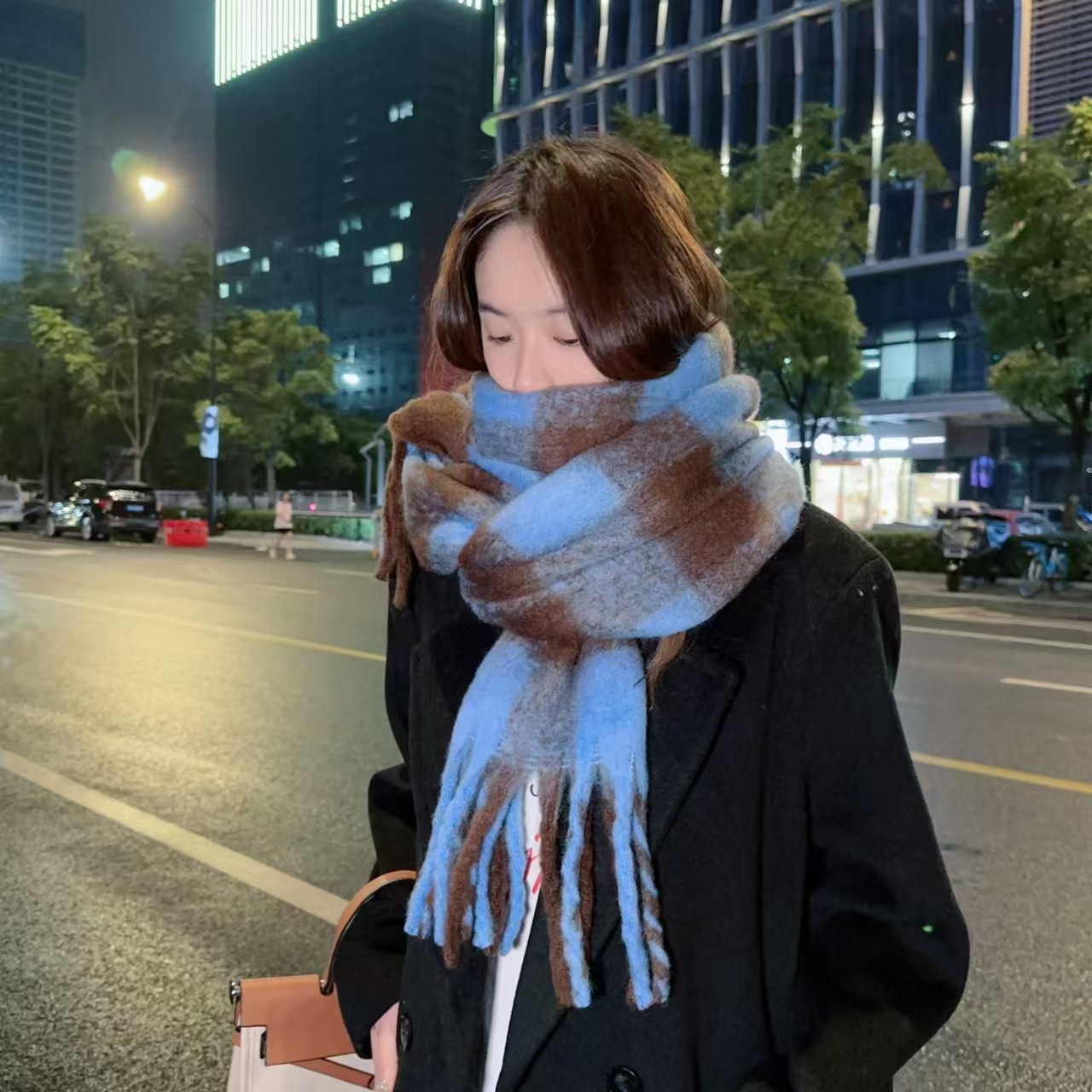 X0135 new solid color small scarf female winter high-grade autumn and winter female Korean neck scarf Tonglu knitted scarf