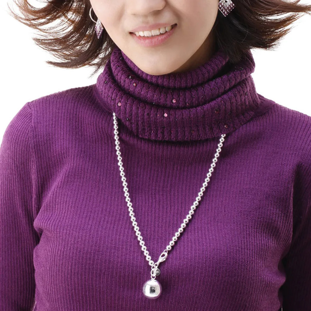 100% 925 sterling silver bell pendant necklace simple and fashionable for women 4/6/8/10MM 18-36 inch bead chain charm jewelry 241205