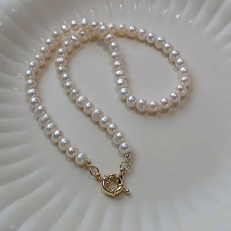 High quality natural freshwater pearls with 14K gold filling womens bead chains necklaces promotional jewelry gifts 241205