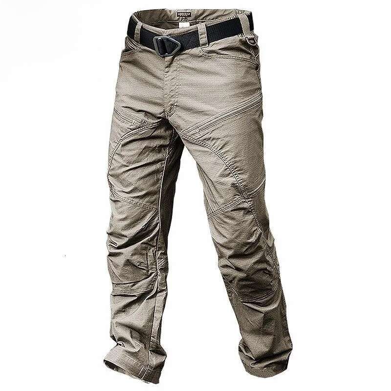 Summer Waterproof Tactical Jogger Pants For Men, Casual Cotton Cargo Trousers In Army Black B1
