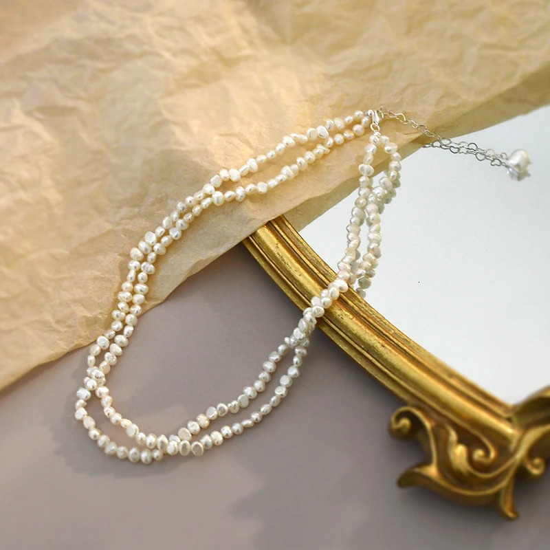 ASHIQI Natural Baroque Pearl Necklace 925 Pure Silver Fashion Womens Korean Jewelry Gift 241205