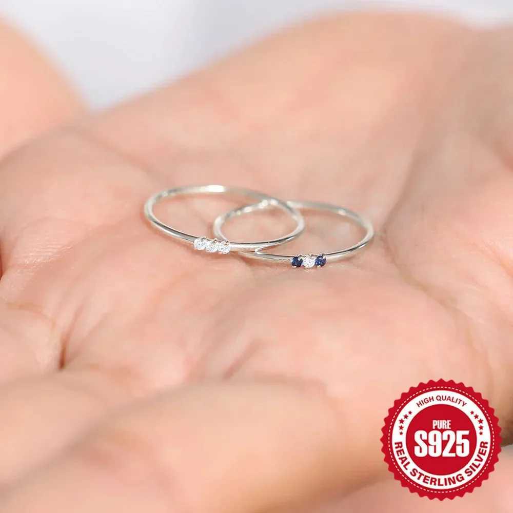 KO 925 sterling silver CZ simulated diamond stackable ring 18K gold-plated eternal belt thin simple ring W241205